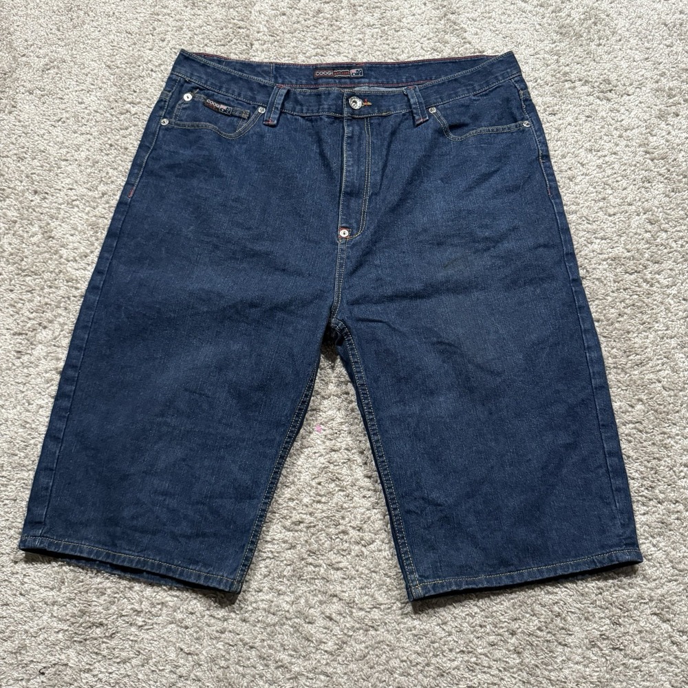 Coogi Men's Baggy Skater Hip Hop Jeans Shorts SZ 42 Blue Embroidered Pockets